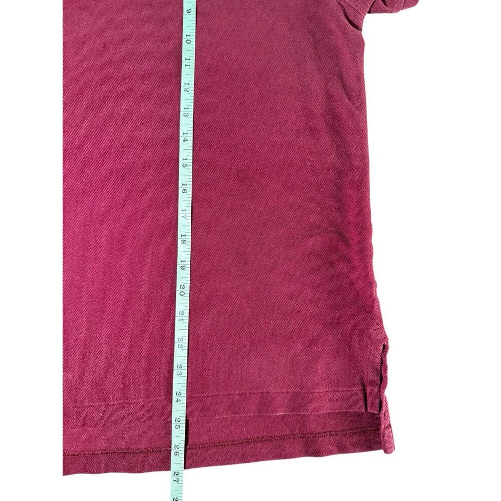 Polo Ralph Lauren Collared Shirt Burgundy Yellow Pony Mens Medium Wine Color - Picture 7 of 7